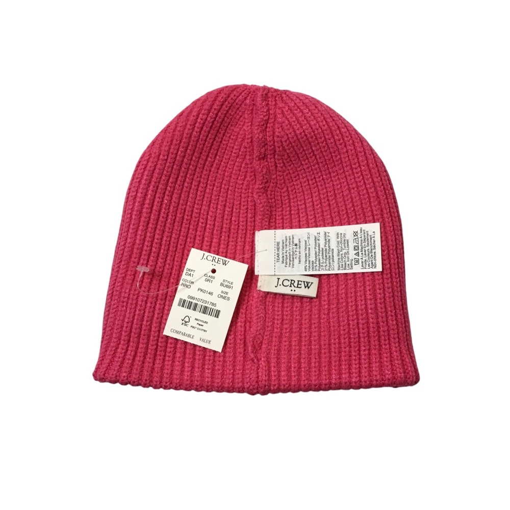 J.Crew Factory Pink Ribbed Beanie - Picture 3 of 4